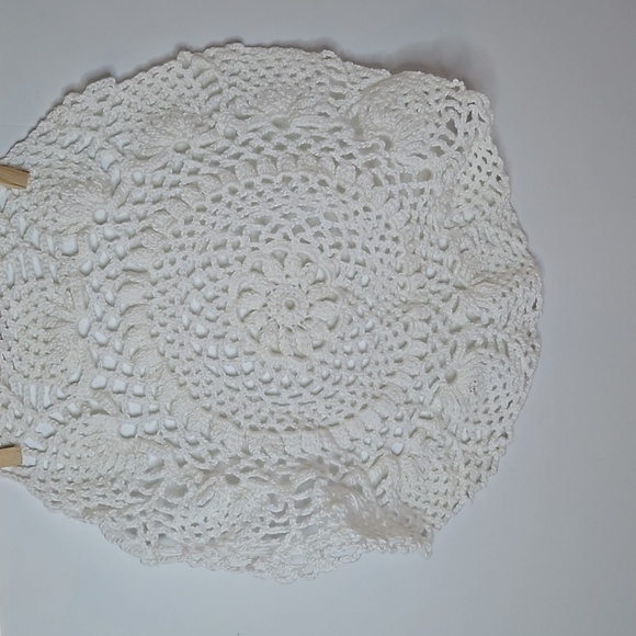 Handmade Crochet Lace Doily White Floral Round Table Mat 13" Cotton Vintage Art - Picture 9 of 17